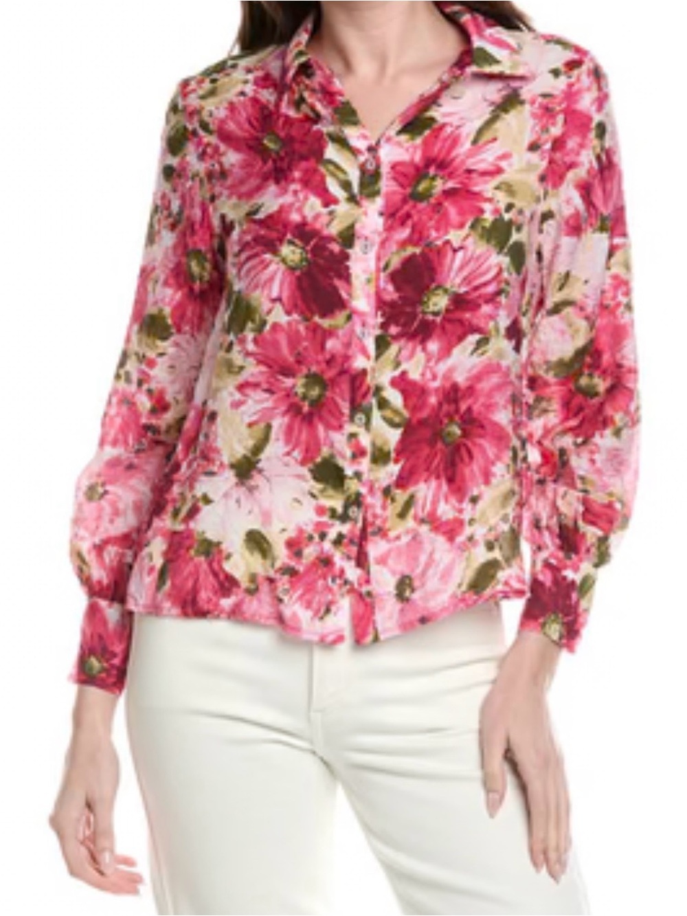 Zara Pink Floral Button-Down Shirt